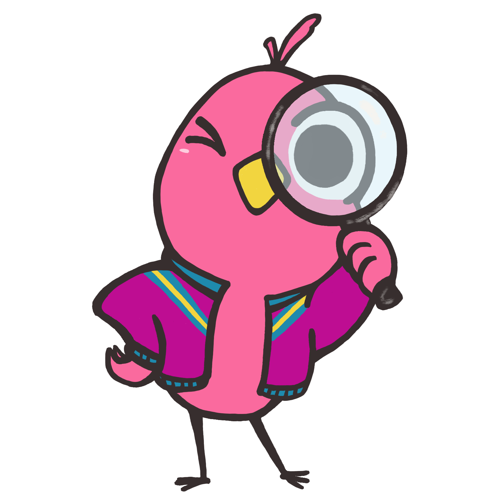 Bird holding magnifying glass